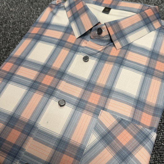 Premium Men's Short Sleeve Check Shirt -CP01