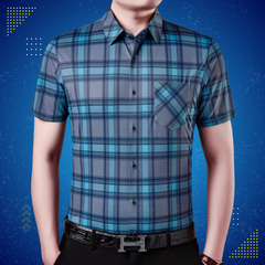 Premium Men's Short Sleeve Check Shirt -CP02