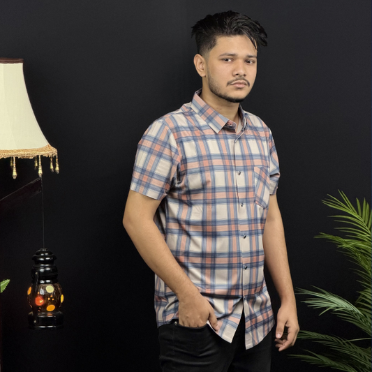 Premium Men's Short Sleeve Check Shirt -CP01