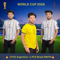 2 PCS Argentina   & 1 PCS Brazil Mixed 3 PCS Jersey Combo