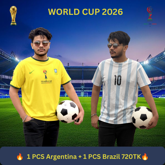 1 PCS Argentina   & 1 PCS Brazil Mixed 2 PCS Jersey Combo