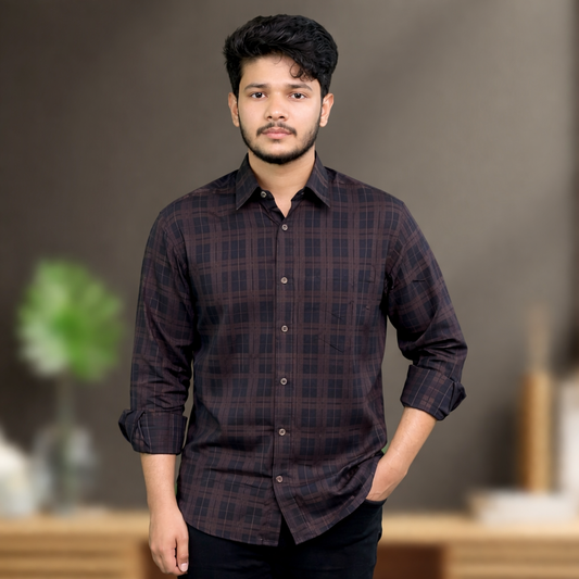 Premium Check Cotton Formal Shirt – Classic Full Sleeve Collection