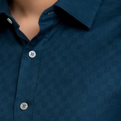 Premium Jacquard Textured Navy Blue Shirt for Men