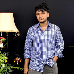 Men’s Royal Blue Mini Check Casual Shirt