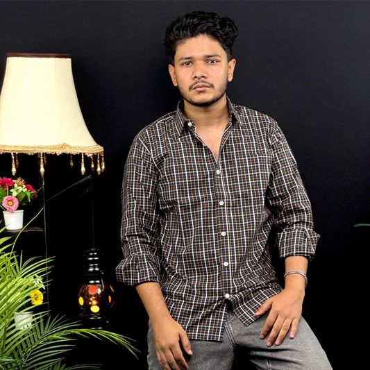 Men’s Casual Windowpane Check Shirt